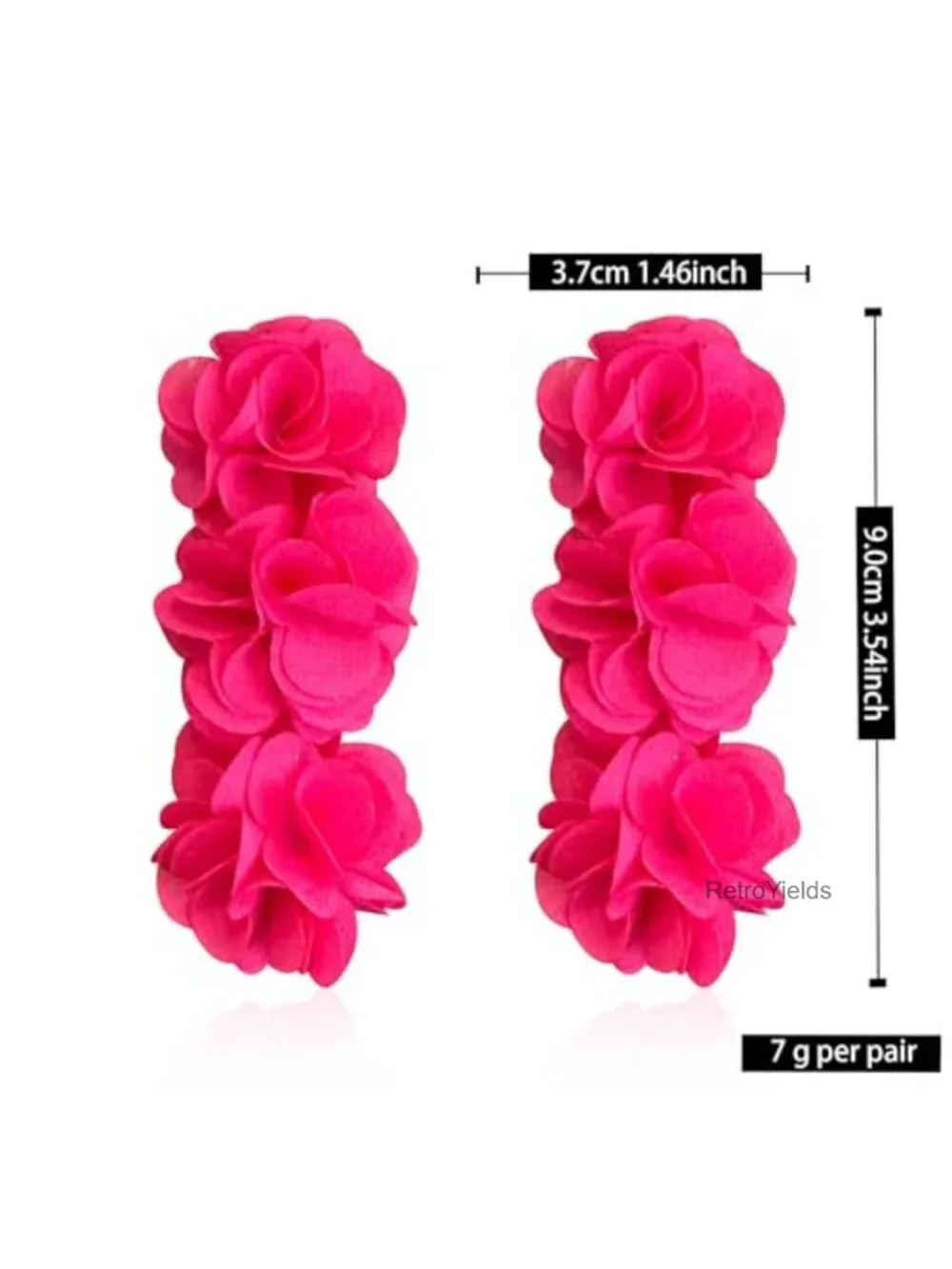Handmade Bohemian Flower Tassel Dangle Earrings for Women - 3-Layer Fabric Drop